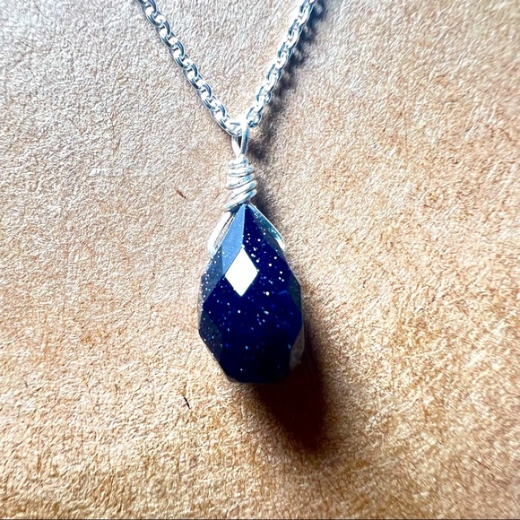 Blue Sandstone Sterling Silver Necklace - Picture 1 of 9